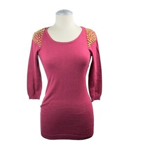 Material Girl‎ Pink Blouse with Gold Accents